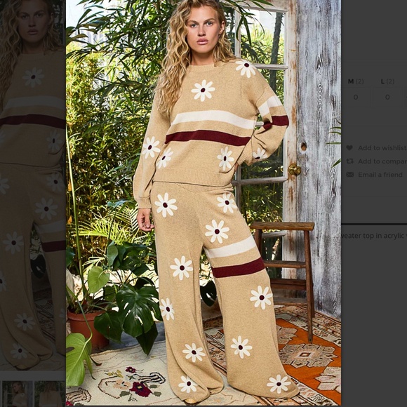 POL Sweaters - POL “ TARZANA “ POL Two Piece Color Block Sweater Set with Floral Detail